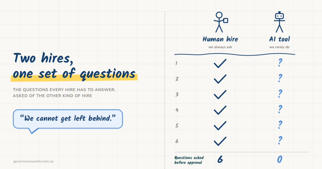 Six AI business case questions ticked for a human hire and left unanswered for an AI tool